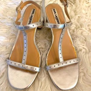Karl Lagerfeld heeled silver sandals 👡 🧊💍💎💠